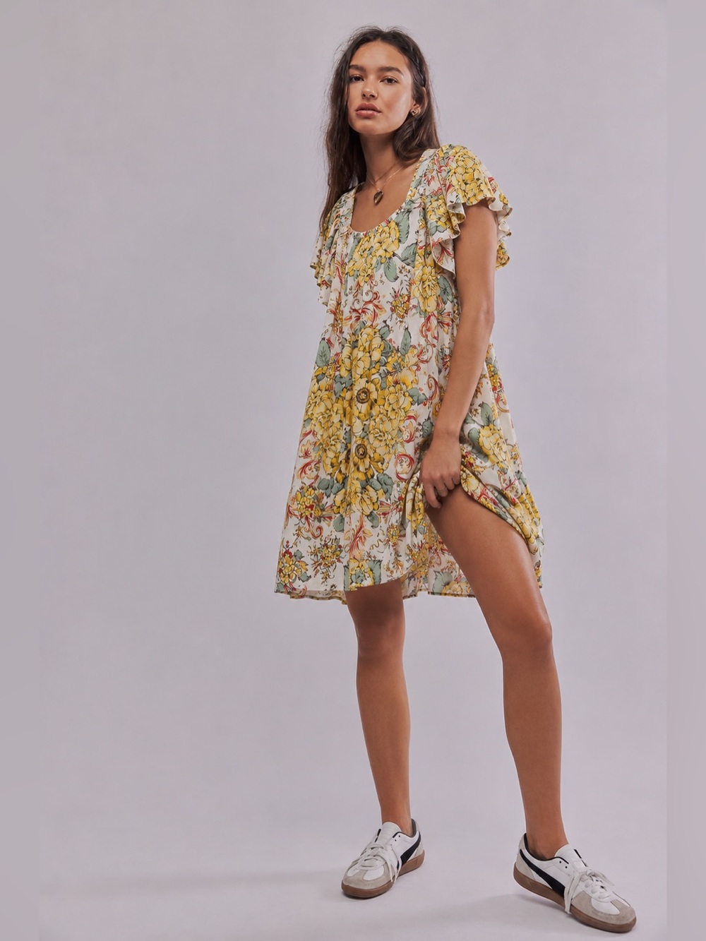 Free People Yara Printed Tea Combo Lined Floral Boho Dress Tunic Pockets S NWT✨